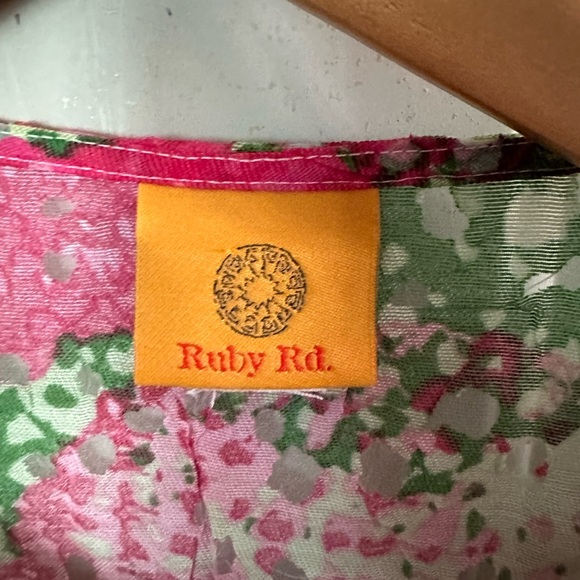 Ruby Rd women multi color blouse pink green and white size Small - Picture 5 of 9